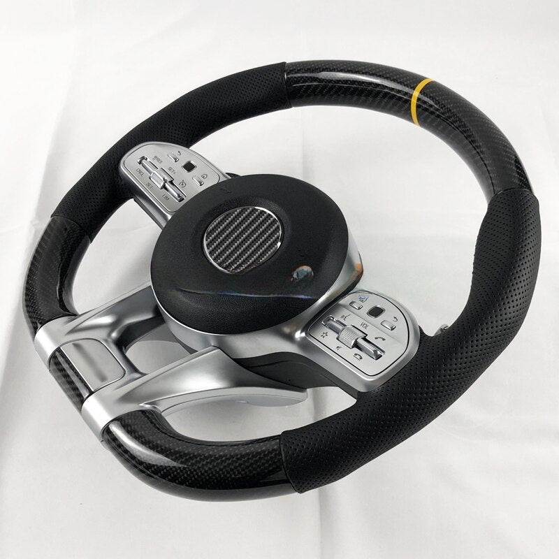 Mercedes Benz AMG W205 W204 E300 W213 G500 W212 C63 S63 CLS63 E63S GLC 2009-2021Carbon Fiber Steering Wheel - Lxud Customz