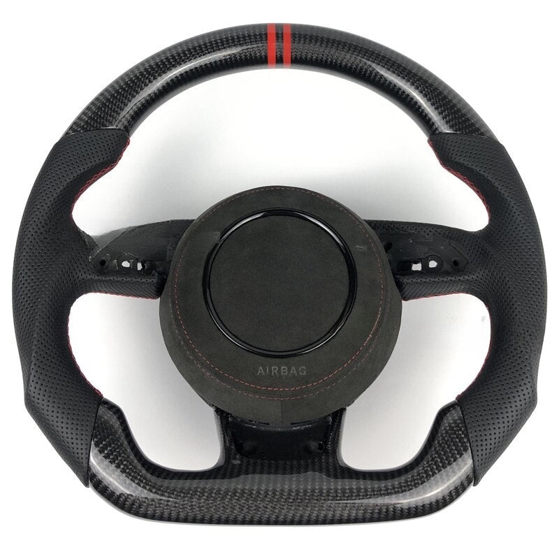 Audi Carbon Fiber Steering Wheel 2014 2015 2016 2017 2018 2019 2020 2021 2022 - Lxud Customz