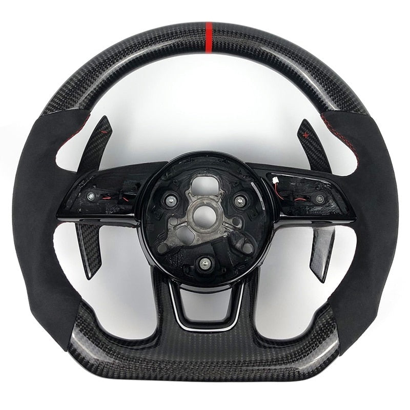 Audi Carbon Fiber Steering Wheel 2014 2015 2016 2017 2018 2019 2020 2021 2022 - Lxud Customz