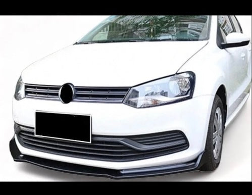 Volkswagen Polo MK5 6R Standard Pre‑Facelift 2010-2013 Black Front Bumper Splitter Lip 3Pcs - Lxud Customz