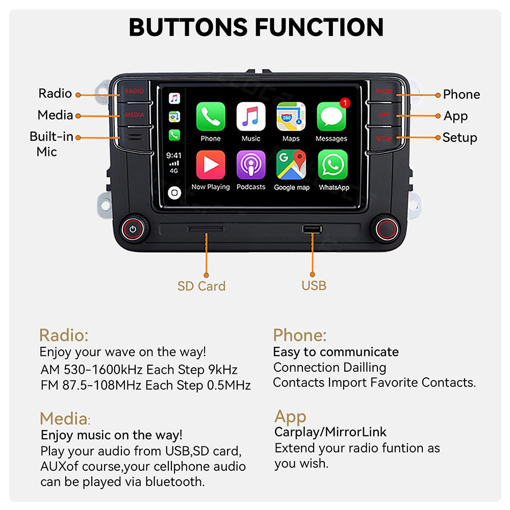 RCD360/PRO Carplay Satnav Skoda/VW/PASSAT B6/GOLF CROSS/Polo - Lxud Customz