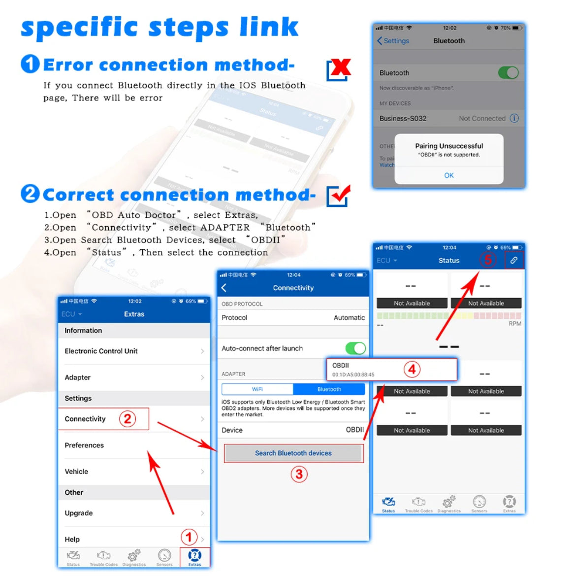 ELM327 Bluetooth 5.0 OBD2 Scanner Diagnostic Tool - Lxud Customz