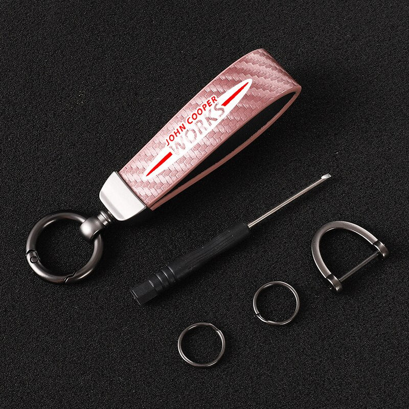 Carbon Fibre Style Keychain For Mini Cooper S JCW R55 R56 R50 R53 R60 F55 F56 - Lxud Customz