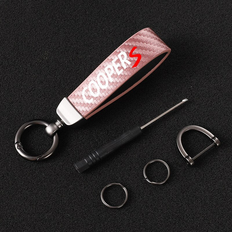 Carbon Fibre Style Keychain For Mini Cooper S JCW R55 R56 R50 R53 R60 F55 F56 - Lxud Customz