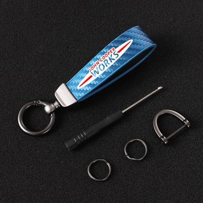 Carbon Fibre Style Keychain For Mini Cooper S JCW R55 R56 R50 R53 R60 F55 F56 - Lxud Customz