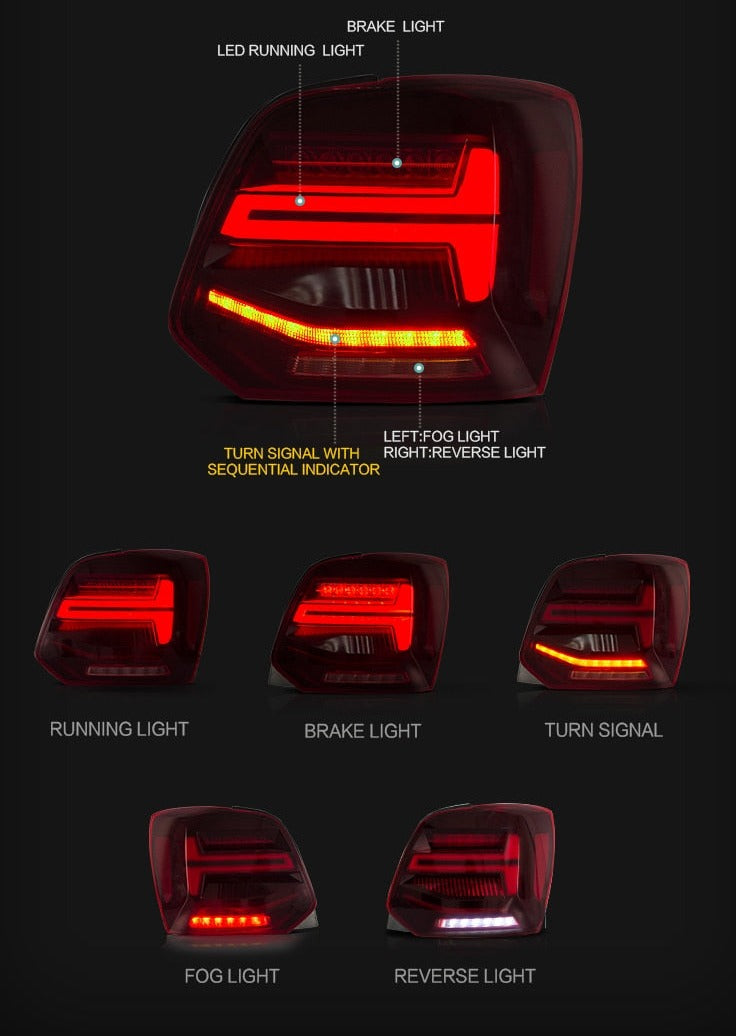 Pair Of Car Tail Light Assembly For Volkswagen Polo 2011-2017 - Lxud Customz