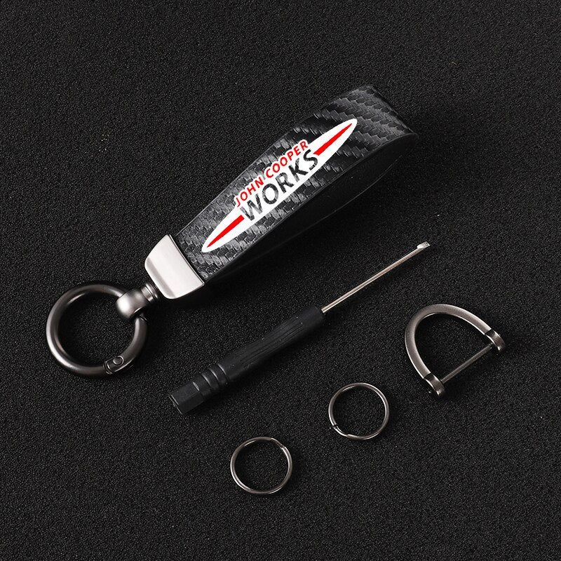 Carbon Fibre Style Keychain For Mini Cooper S JCW R55 R56 R50 R53 R60 F55 F56 - Lxud Customz