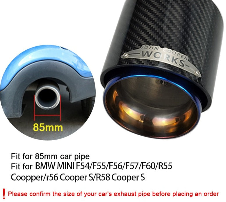 Burnt Blue Pipe Black Carbon Fiber Exhaust Tip for MINI Cooper S F54/F55/F56/F57/F60/R55 R56 - Lxud Customz