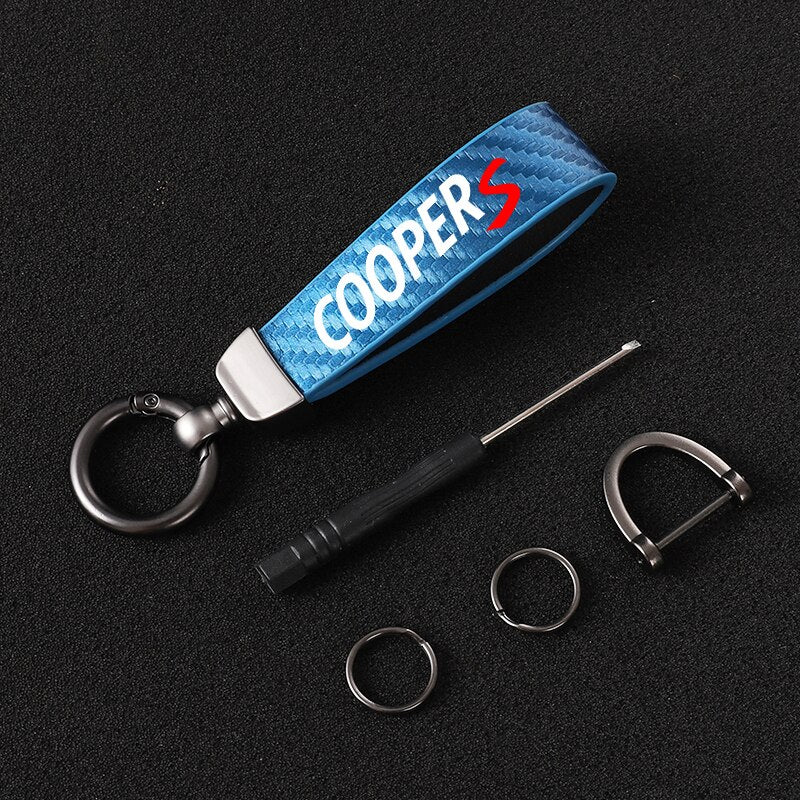 Carbon Fibre Style Keychain For Mini Cooper S JCW R55 R56 R50 R53 R60 F55 F56 - Lxud Customz