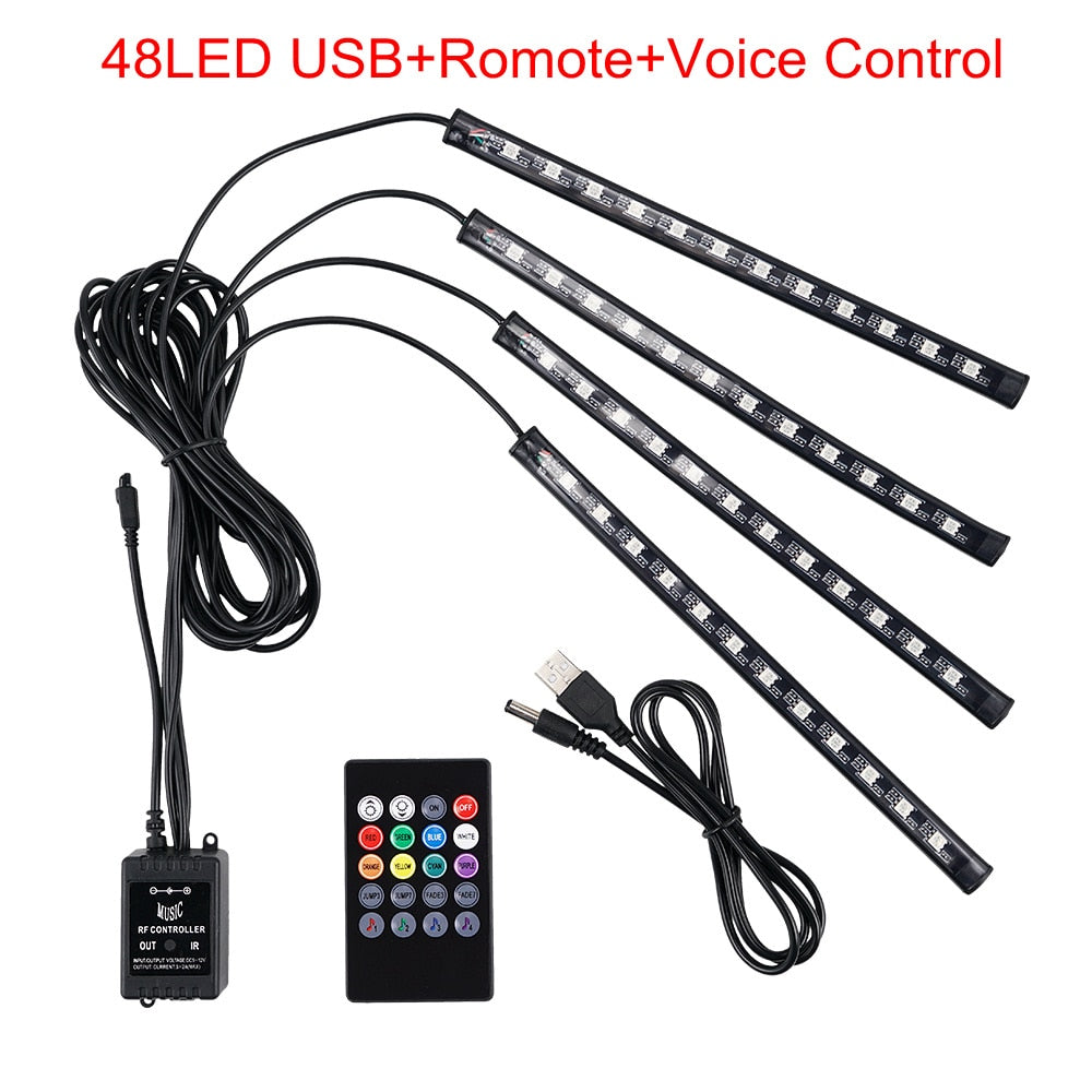 Ambient LED Strip Light Kit For  Foot Light/Underglow With Remote APP - Lxud Customz