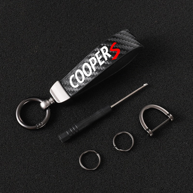 Carbon Fibre Style Keychain For Mini Cooper S JCW R55 R56 R50 R53 R60 F55 F56 - Lxud Customz