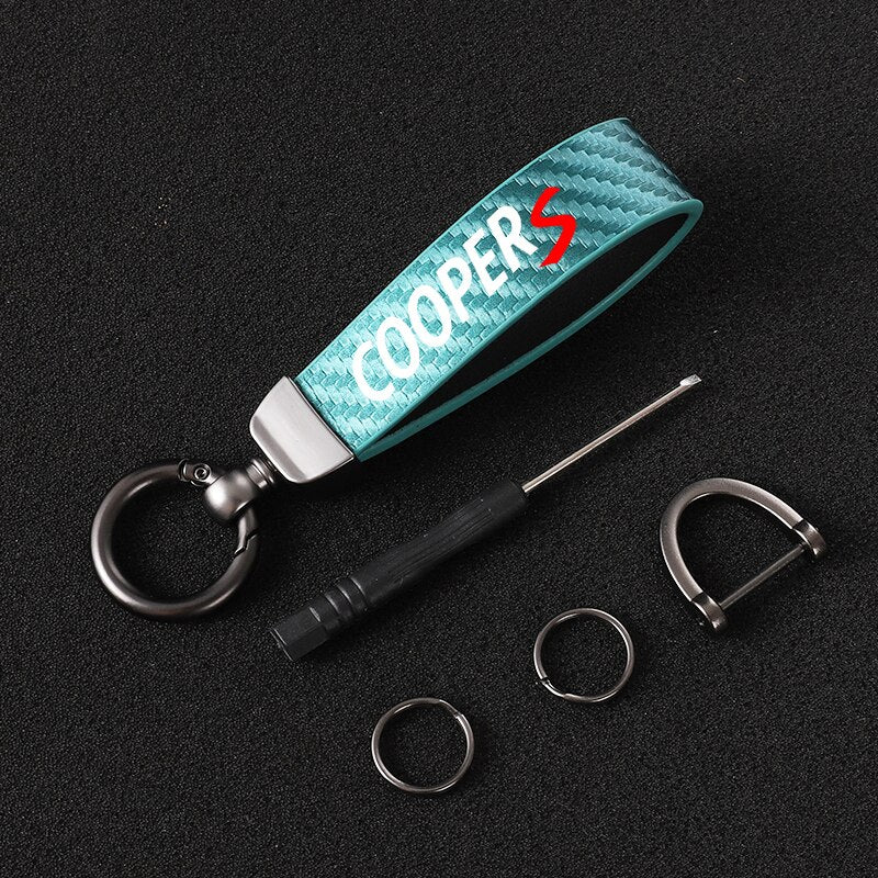 Carbon Fibre Style Keychain For Mini Cooper S JCW R55 R56 R50 R53 R60 F55 F56 - Lxud Customz