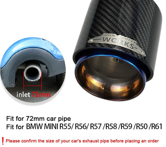 Burnt Blue Pipe Black Carbon Fiber Exhaust Tip for MINI Cooper S F54/F55/F56/F57/F60/R55 R56 - Lxud Customz