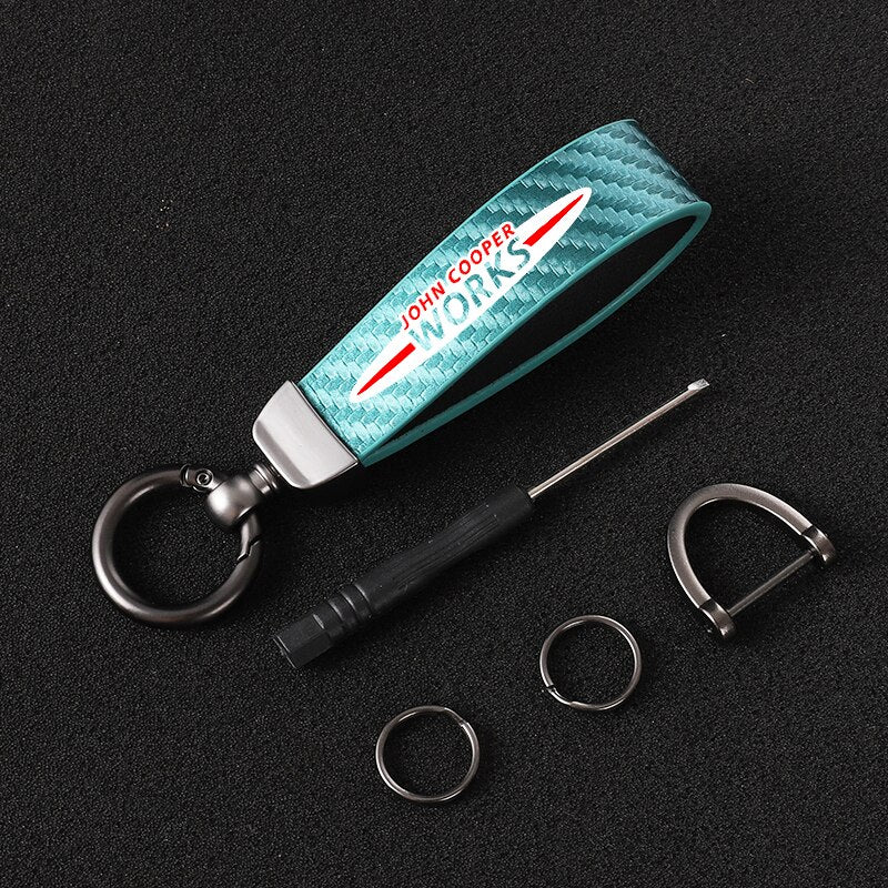 Carbon Fibre Style Keychain For Mini Cooper S JCW R55 R56 R50 R53 R60 F55 F56 - Lxud Customz