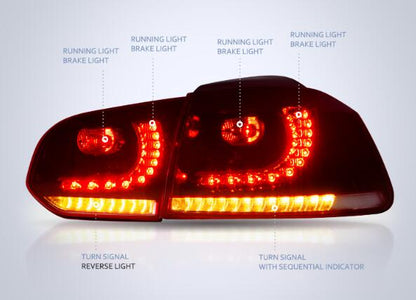 MK6 Golf 2009 - 2013 LED Dynamic Turn Signal Taillight For Volkswagen - Lxud Customz