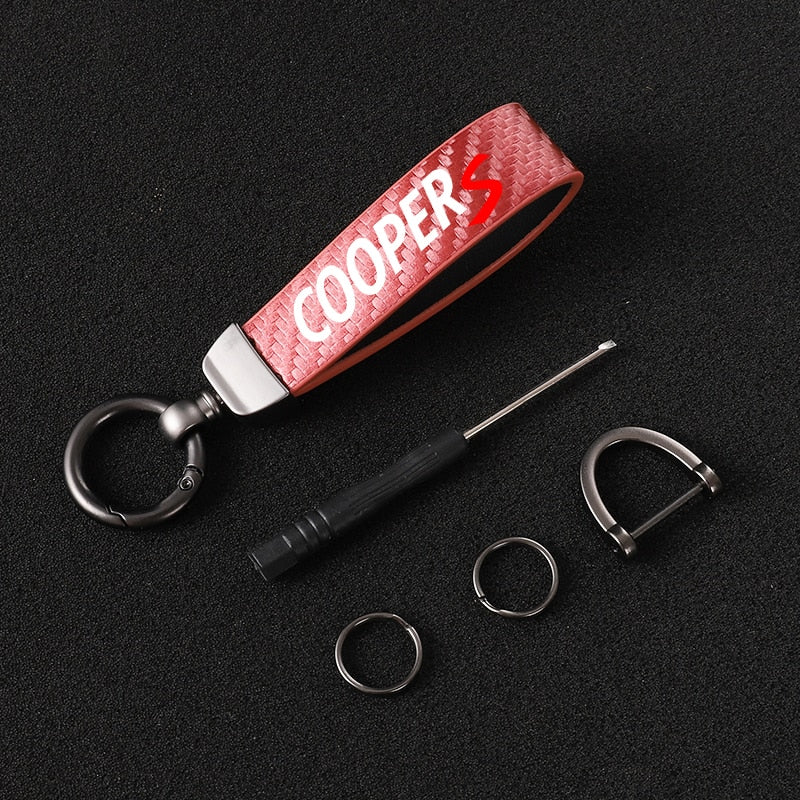 Carbon Fibre Style Keychain For Mini Cooper S JCW R55 R56 R50 R53 R60 F55 F56 - Lxud Customz