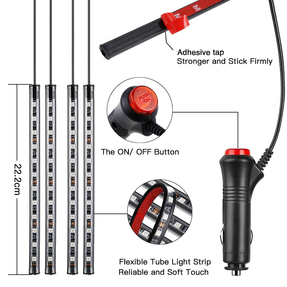 Ambient LED Strip Light Kit For  Foot Light/Underglow With Remote APP - Lxud Customz