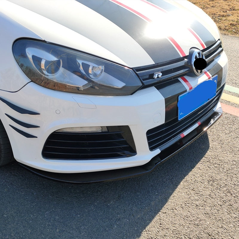 Volkswagen Golf 6 MK6 R R20 2008-2013 Glossy Black ABS Car Front Bumper Splitter Lip - Lxud Customz