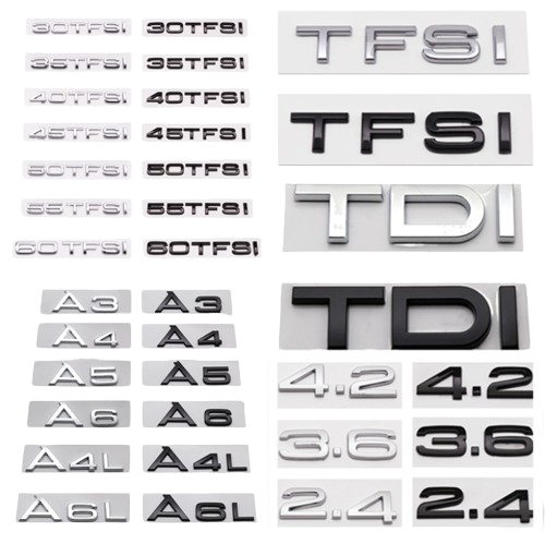 A1 A3 A4 A5 A6 A7 A8 A4L A6L A8L Q2 Q2L Q3 Q3L Q5 Q5L Q7 Q7L TFSI TDI Car Emblem Rear Sticker Badge For Audi - Lxud Customz