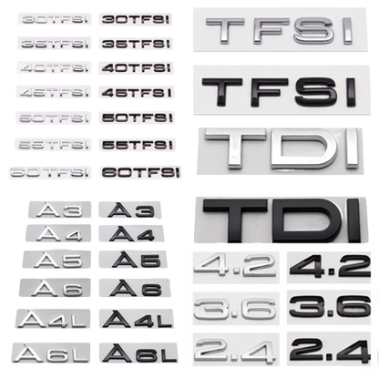 A1 A3 A4 A5 A6 A7 A8 A4L A6L A8L Q2 Q2L Q3 Q3L Q5 Q5L Q7 Q7L TFSI TDI Car Emblem Rear Sticker Badge For Audi - Lxud Customz