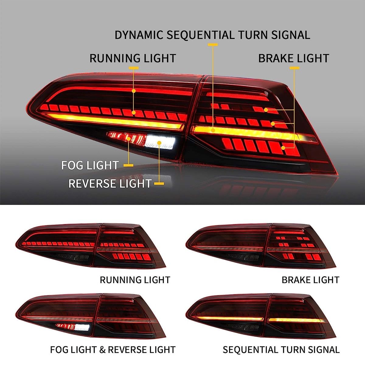 LED Tail Lights For Volkswagen VW Golf 7 MK7 Golf7.5 TSI STI 2013-2019 - Lxud Customz