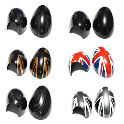 Black Flag Rear View Mirror Cap Covers For Mini Cooper S Hatchback R50 R52 R53 - Lxud Customz