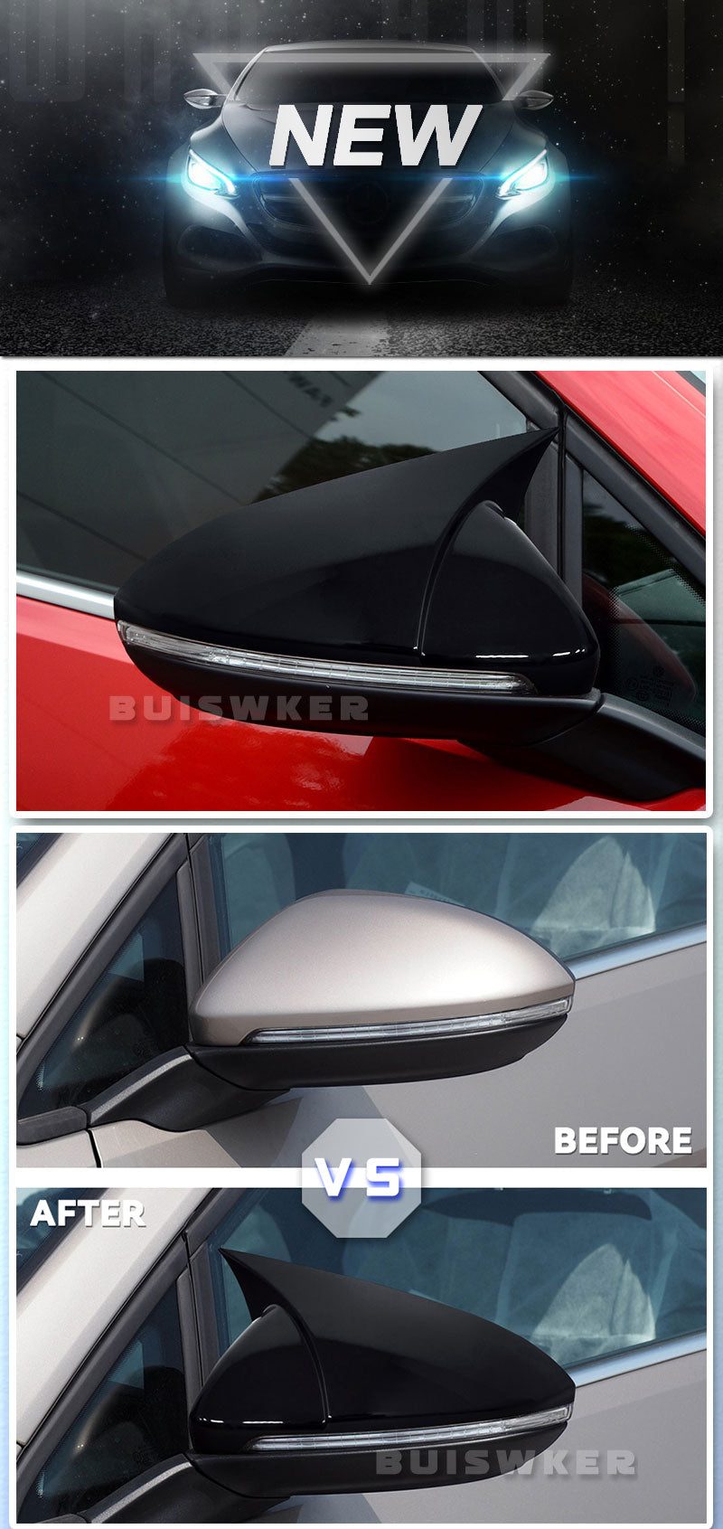 Golf MK6 MK7 7.5 GTI R GTD Base 2009-2020 2Pcs Side Mirror Cover Caps - Lxud Customz