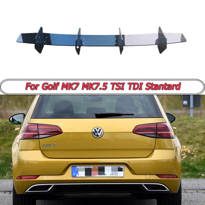 Volkswagen Golf MK7 MK7.5 Standard TSI TDI 2012-2019 Gloss Black Rear Diffuser - Lxud Customz