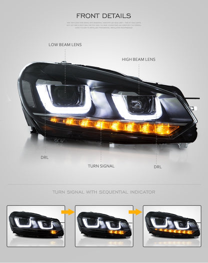 VLAND Golf Mk6 GTI/2010-2014 RHD Headlight - Lxud Customz