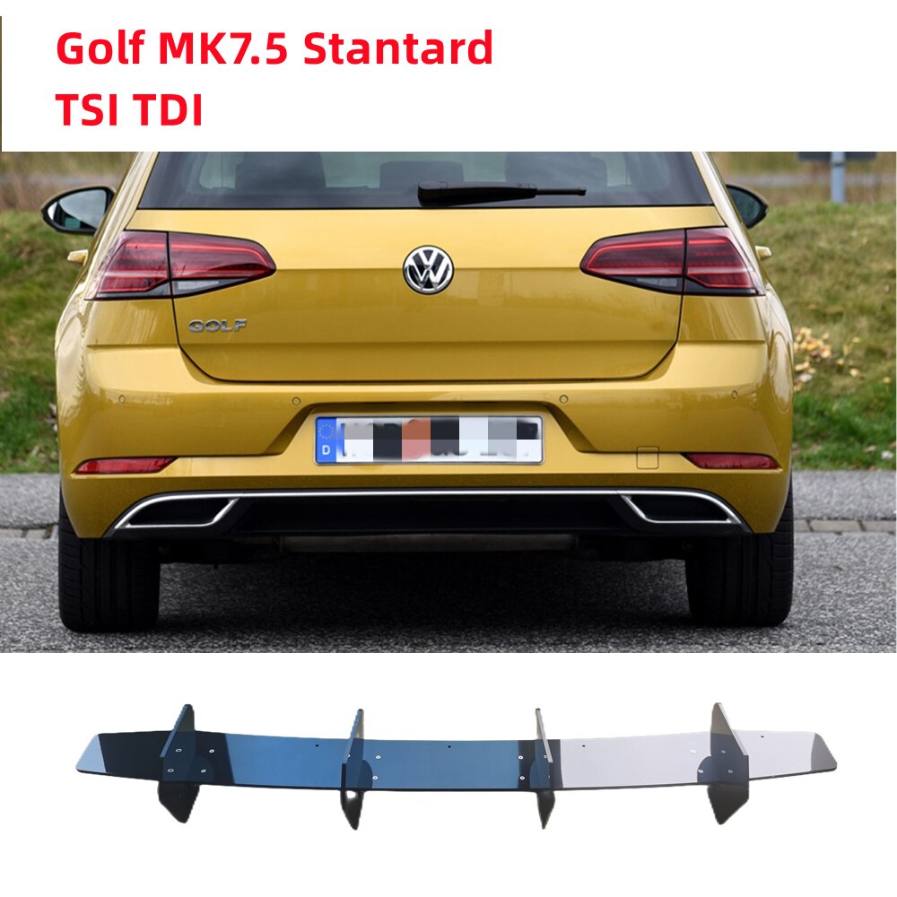 Volkswagen Golf MK7 MK7.5 Standard TSI TDI 2012-2019 Gloss Black Rear Diffuser - Lxud Customz