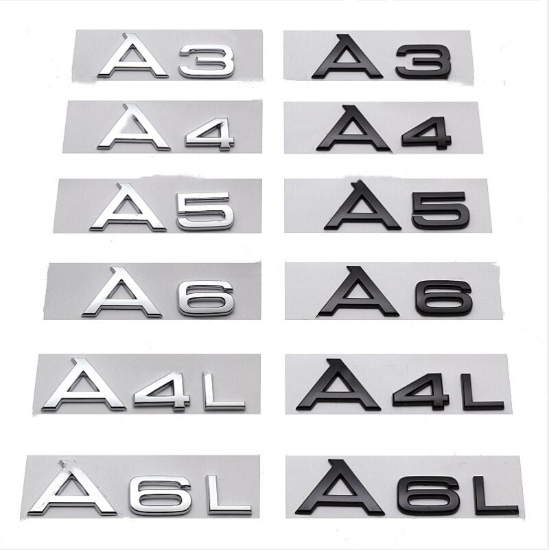 A1 A3 A4 A5 A6 A7 A8 A4L A6L A8L Q2 Q2L Q3 Q3L Q5 Q5L Q7 Q7L TFSI TDI Car Emblem Rear Sticker Badge For Audi - Lxud Customz