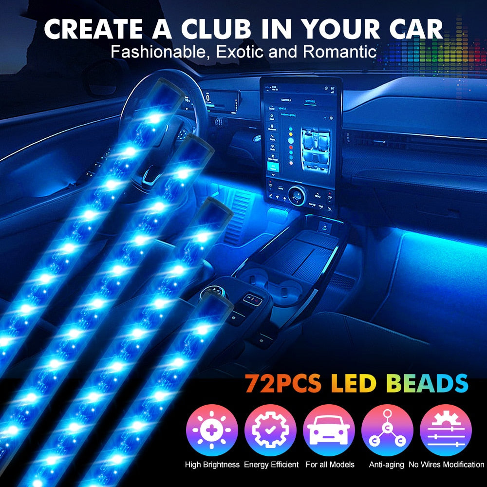 Ambient LED Strip Light Kit For  Foot Light/Underglow With Remote APP - Lxud Customz