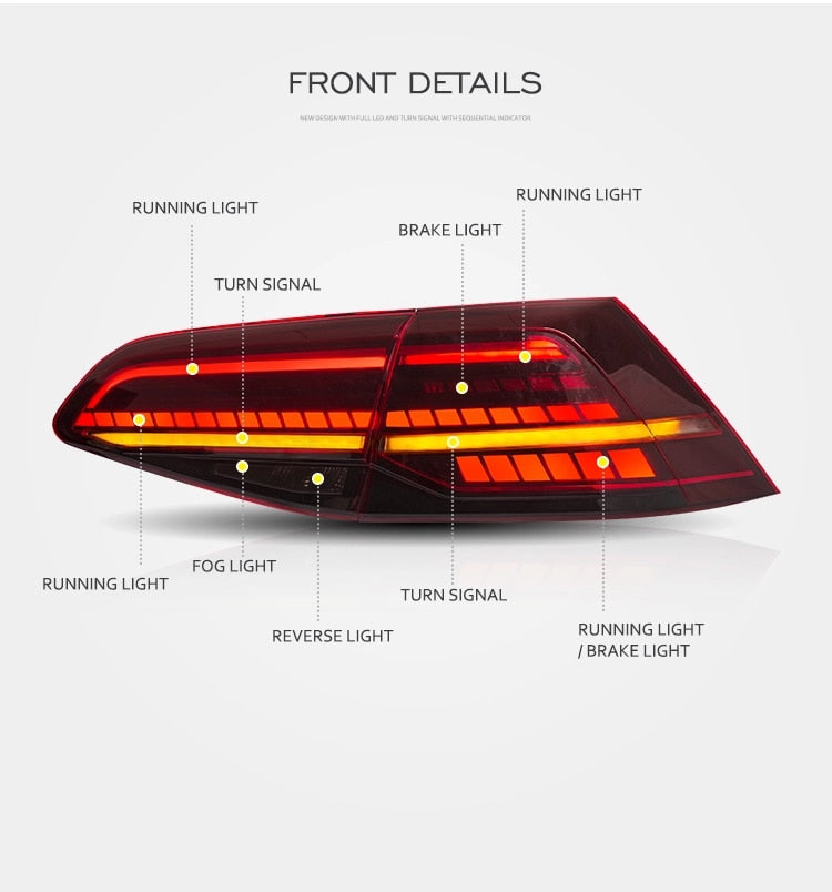 LED Tail Lights For Volkswagen VW Golf 7 MK7 Golf7.5 TSI STI 2013-2019 - Lxud Customz