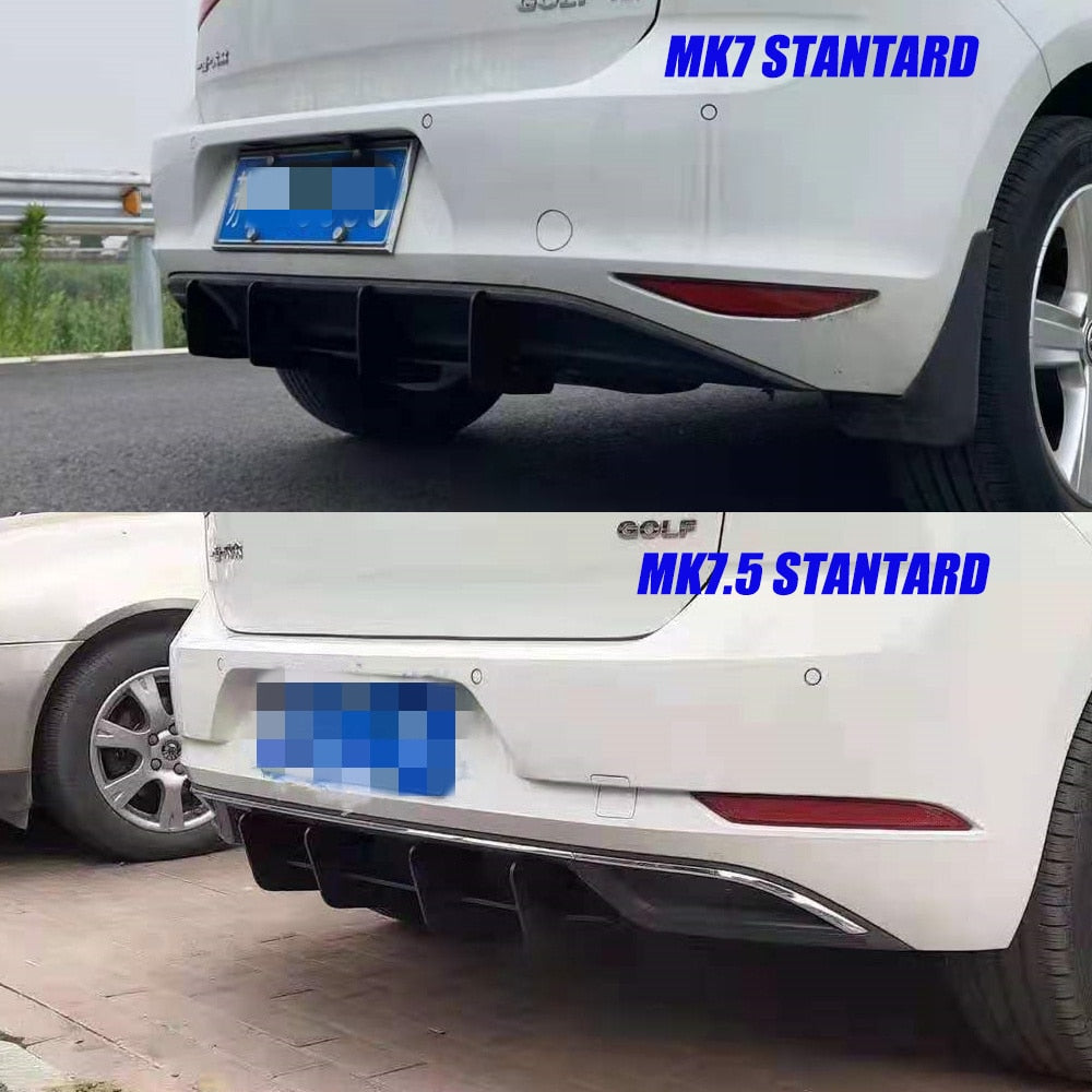 Volkswagen Golf MK7 MK7.5 Standard TSI TDI 2012-2019 Gloss Black Rear Diffuser - Lxud Customz