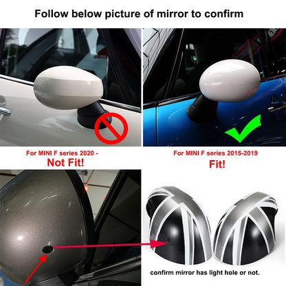 Black Flag Rear View Mirror Cap Covers For Mini Cooper F54 F55 F56 F57 F60 2015-2019 - Lxud Customz