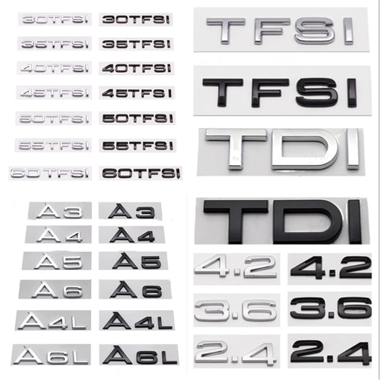 A1 A3 A4 A5 A6 A7 A8 A4L A6L A8L Q2 Q2L Q3 Q3L Q5 Q5L Q7 Q7L TFSI TDI Car Emblem Rear Sticker Badge For Audi - Lxud Customz