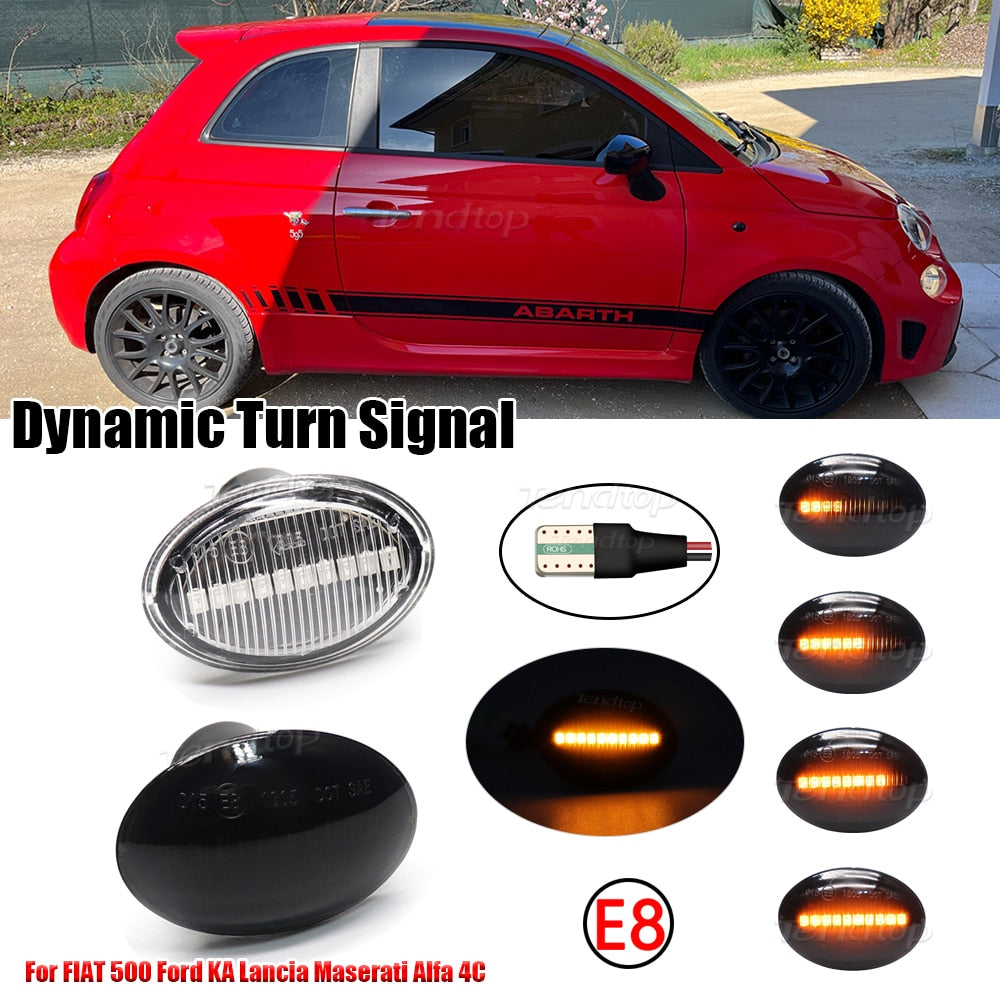 2pcs Dynamic LED Flashing Turn Signal Light For FIAT 500/Abarth 500 595 695 - Lxud Customz