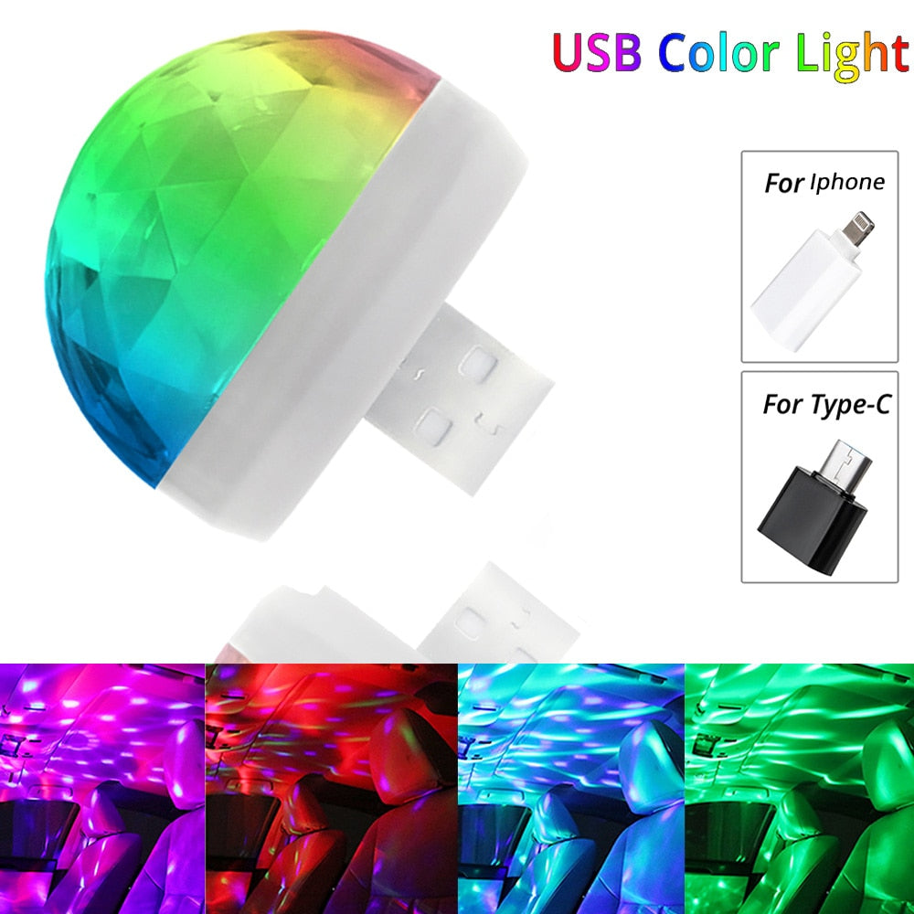 Car USB Ambient Light RGB Mini - Lxud Customz